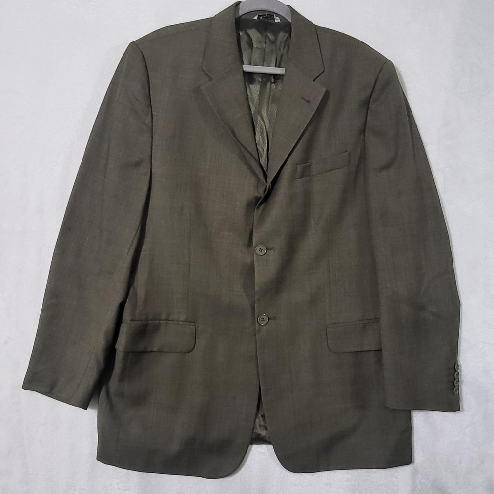 Giorgio Zillioni Blazer Mens 44R Brown Plaid Wool Sport Coat Made In Italy